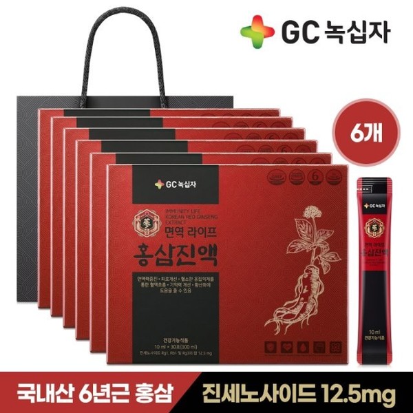 GC Green Cross Immunity Life Red Ginseng Extract 30 sachets x 6 6-month supply shopping bag, none / GC녹십자 면역 라이프 홍삼진액 30포x6개 6개월분 쇼핑백, 없음