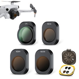 JJC Mini 4 Pro ND Filter Kit, 4 Pack (ND16 ND64 ND256 CPL) Polarizer Neutral Density Filter Compatible with DJI Mini 4 Pro Drone Lens Accessories, 13 Multi-Coated Layer and Aluminum Frame