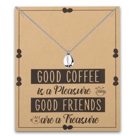 FUSTMW Coffee Bean Necklace - Gifts for Coffee Lovers - Jewelry Charm Necklace, Small, Stainless Steel, No Gemstone