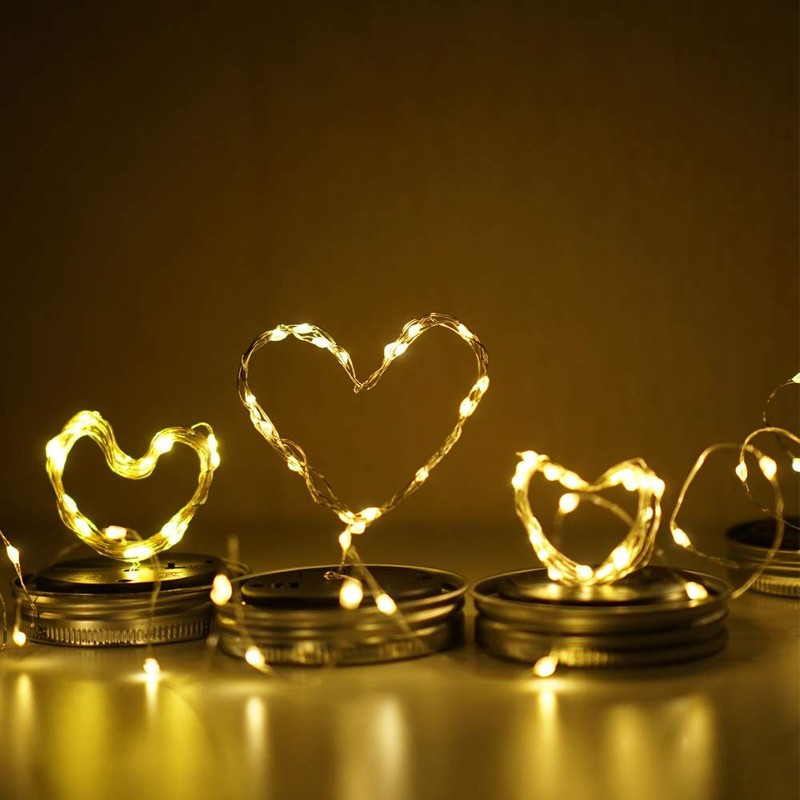 Cynzia Solar Mason Jar Lights, 6 Pack 20 LED Fairy