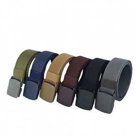 Running Canvas Nylon Belt with Soft Plastic Buckle for Military Training B Gray Plastic Buckle + 120cm [OPP Bag Packaging] 15ea