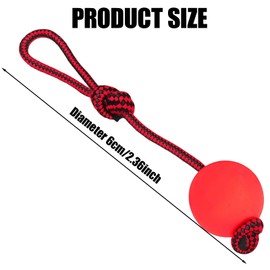 4 Pack Dog Ball On Rope, Interactive Pet Toy Ball with Solid Rubber Balls for Dogs, Chew Resistant Dog Training Dummy for Fetching Catching Throwing and Tugging, Red Rubber Balls for Medium Large Dogs