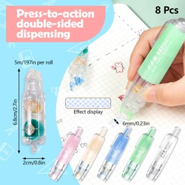 ASTIMESA 8 Pcs Double Sided Tape Runner Refill 0.23 Inch x 16.40 Ft, Adhesive Tape Roller Refills, Glue Tape Roller Refills for Scrapbooking Card Making Handicraft DIY Accessories