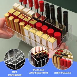 Gtwinsone Kavaye 36 Compartments Lipstick Acrylic Storage Box Gloss Transparent Cosmetic Storage for Lipstick Makeup Brushes (24.5 x 11 cm)