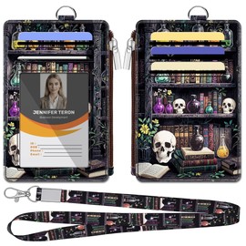Tipmile Credit Card Holder for Women with Lanyard, Bookshelf Slim Minimalist Front Pocket RFID Wallet Women, Small Thin Travel Card Case with Zipper Keychain ID Window, Ladies Gifts