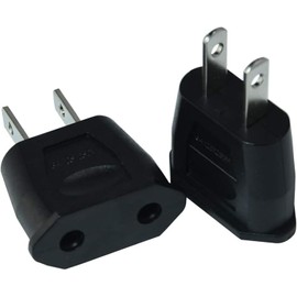 2 Pcs Black Socket Plug Adapter Europe EU Euro to US Travel Charger AC Power Converter