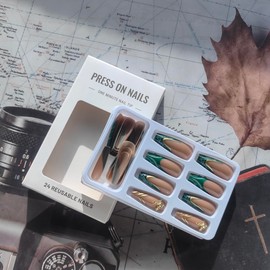 Green Press on Nails Short Square Fake Nails with Designs Light Pink False Nails French Tip Nails Press on Acrylic Nails Glossy Heart Glue on Nails Valentine's Day Stick on Nails for Women 24Pcs