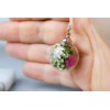 925 Sterling Silver Real Flowers Bouquet Necklace Natural Jewelery Handmade