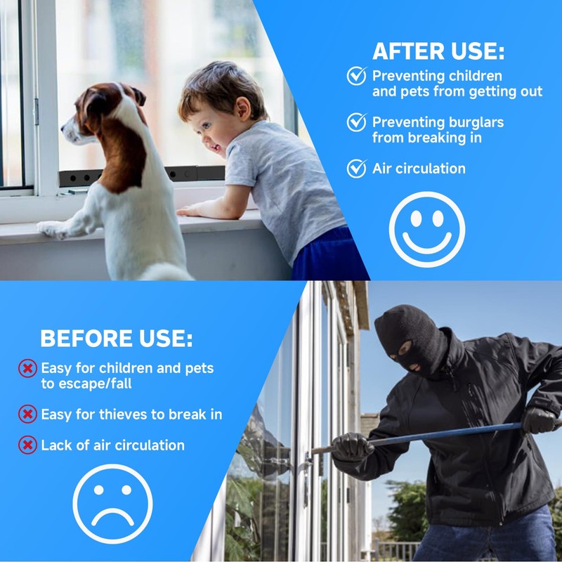 ZhouDaShu Adjustable Window Lock Bars Vertical, Small Window Bars Security