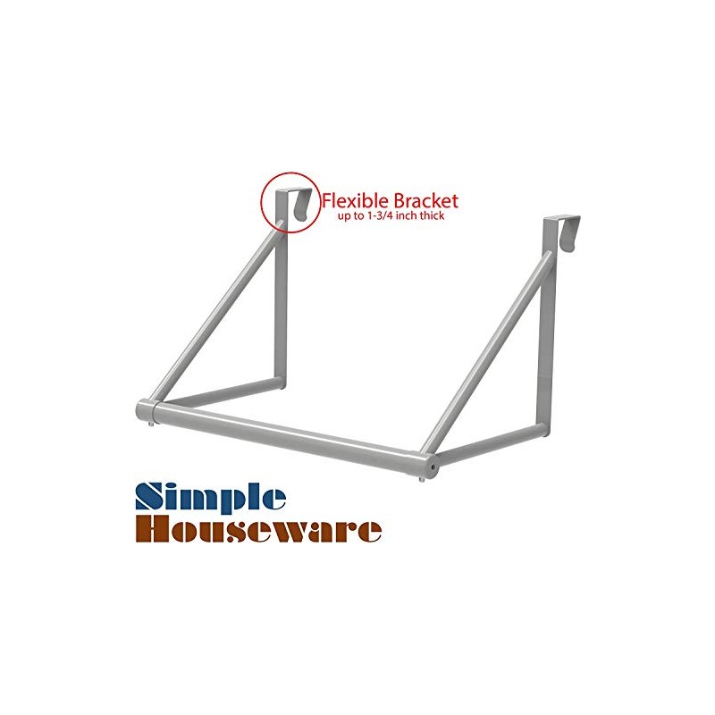 Simple Houseware Over the Door Clothes Hanging Rod, Silver