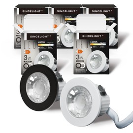SINCELIGHT Mini Recessed Spotlight,Small Downlight for 35-40mm Ceiling Hole,Cabinet,Showcase, MR11 Replacements,White and Black Ring Replaceable,IP65 Waterproof,Cool White 6000K,RA≈92,Pack of 5