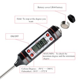 oujilet Thermometer Kitchen Universal Household Thermometer Digital Cooking Thermometer Kitchen Thermometer Meat Thermometer Readable 50°C - 300°C, °C/°F Switchable Thermometer with Protective Cover