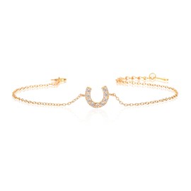 Diamond Treats Dainty Gold Plated Lucky Horsehoe Bracelet in 925 Sterling Silver for Women, Gold Bracelet for Women with Cubic Zirconia Stones, Gold Jewelry Gifts for Women