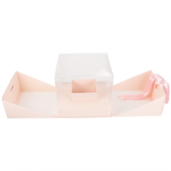 PACKOVE PVC Flower Box Set Ribbon DIY Bouquet Packaging for