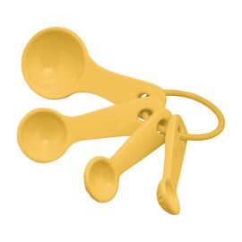 UPware 4-Piece Multi-Purpose Liquid and Dry Melamine Measuring Spoons Set, Home Essentials Cooking and Baking Tools, Measuring Spoons (Latte Yellow)
