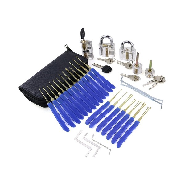 Moli 24pcs Lock Pick Set with 5pcs Transparent Lock Pick