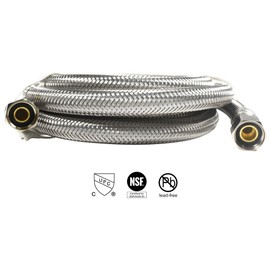 HQRP 6-Pack Universal Premium Stainless Steel Dishwasher Fill Hose with 3/8"x3/8" Comp Connection and 90 degree 3/8" MIP elbow or 3/4" Swivel Gooseneck Fitting, 6-Foot Burst Proof Water Supply Line