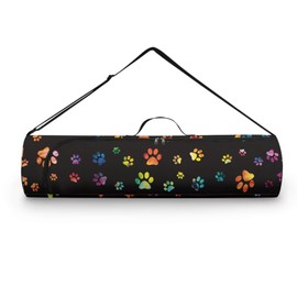 Pzuqiu Rainbow Dog Paw Yoga Mat Bag for Women & Men Travel Yoga Gym Bag for Thick Exercise Yoga Mat Full-Zip Yoga Mat Carrier Bag for Class Workout Park with Adjustable Strap
