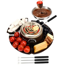 BADALU 2 in 1 Electric S'mores Maker & Fondue Pot, Tabletop Indoor S'mores Maker Kit with 4 Roasting Forks & 1 Flameless Temperature-controlled Heater,Housewarming Christmas Gifts,Family Gifts
