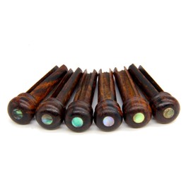 Blisstime 6pcs Rosewood Guitar Bridge Pins Inlaid Abalone Dot Acoustic Guitar Replacement Parts