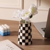 Porlien Checker Porcelain Flower Vase Home Decor Set of 2