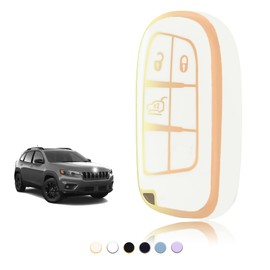TOOMUME Key Cover, Car Key Case Fits Jeep Cherokee Renegade Compass Wrangler Dodge Challenger Charger Ram 1500 Chrysler 300C FIAT, Key Cover Protection Key Housing - Smart Key