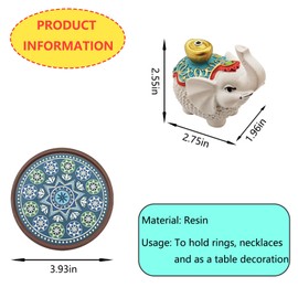 GoodsFilter The Resin Jewelry Stand With Elephant Design And Jewelry Tray Is Suitable For Holding Rings, Necklaces And Small Accessories. It Is A Decorative Piece For The Tabletop.