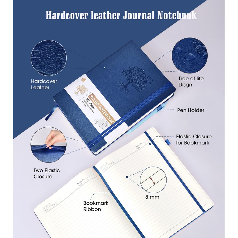 Lined Journal Notebook, 365 Pages A4 Large Journals for Writing
