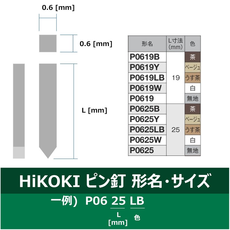 HiKOKI P0630W Pin Nails for Pin Nailers and High Pressure