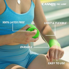 Cannon Sports Pre Wrap 30 Yard Roll Athletic Foam Tape Underwrap for Ankles Wrists Knees Elbows Hair (Green)