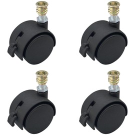 4 PCS Swivel Universal Casters Wheels with Brakes,Furniture Castor (Black)
