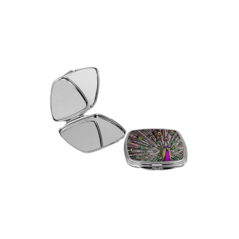 Island Gifting - Purple Peacock - Square Compact Mirror -