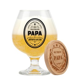 CHARMIBLE Papa Geschenk, Geburtstag Geschenk für Papa, Papa Geschenk Vatertag, Geburtstag Weihnachten Geschenk für Papa, Bierkrug Geschenk mit Untersetzern, 17OZ Bierkrug