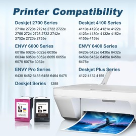 MYTONER 67 Ink Remanufactured Ink Cartridge Combo Pack Replacement for HP 67 Ink 67 XXL for DeskJet 2755e 2755 2700e 2700 2734e 4155e Envy 6055e 6400 6000 Envy Pro 6452 6458 Printer (2 Pack)