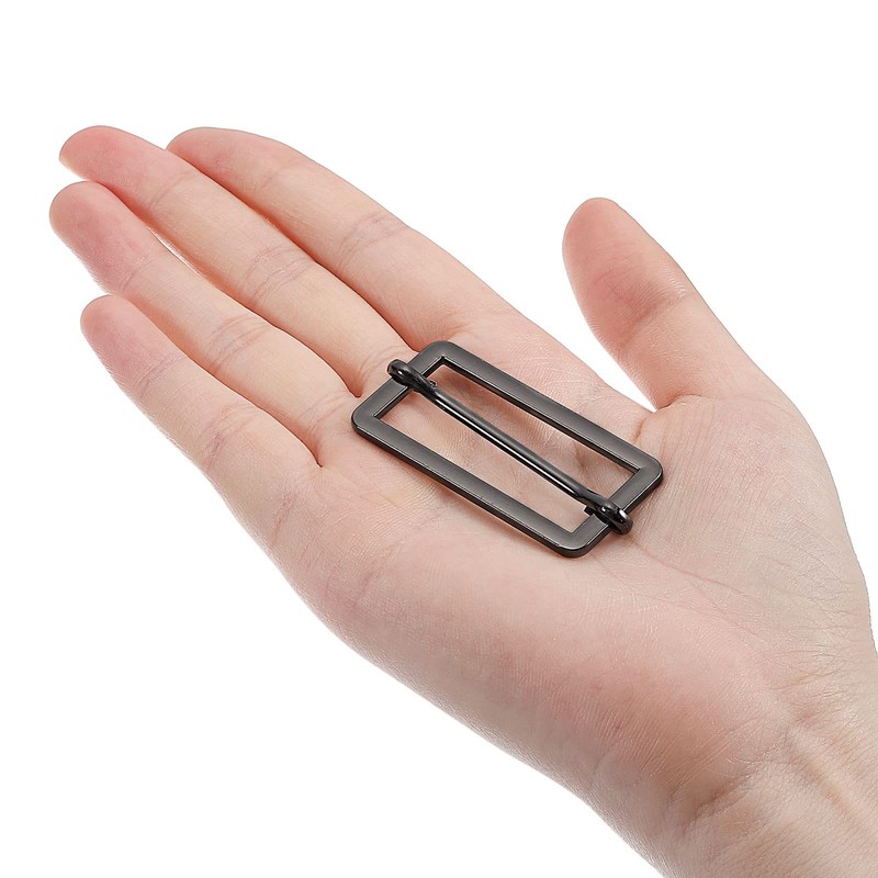 sourcing map Sliding Buckles Metal Rectangle Adjuster Triglides, darkgray