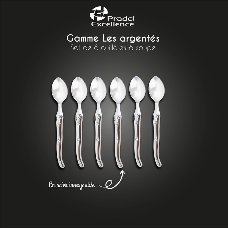 Pradel Excellence, Pcox005063 Les Argentes, Set of 6 Soup Spoons,