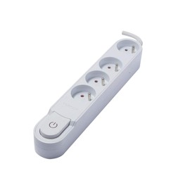 Chacon 48856 3 Way Design with Lightning Protection without Switch/Circuit Breaker M 4 Sockets White