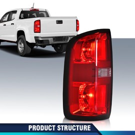 PIT66 Tail Light w/Bulbs Left Driver Side Compatible with Chevy Colorado 2015-2022 Fit for 4-Door Crew Cab and 4-Door Extended Cab Only Rear Light Lamp Assembly Luz Trasera