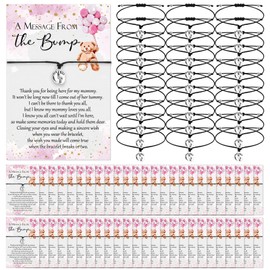 Thyle 50 Sets Baby Shower Favors for Guests 50 Adjustable Bracelets with 50 Message from the Bump Card Footprints Charm Baby Shower Bracelets for Gender Reveal Thank You Gifts (Pink Bear)