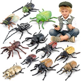 Realistic Bug Toy Set for Kids,12PCS Insect Figurines Educational Insect Models, STEM Learning Science Toys, Halloween Toy Cake Toppers Christmas Birthday April Fool's Day Prank Gifts
