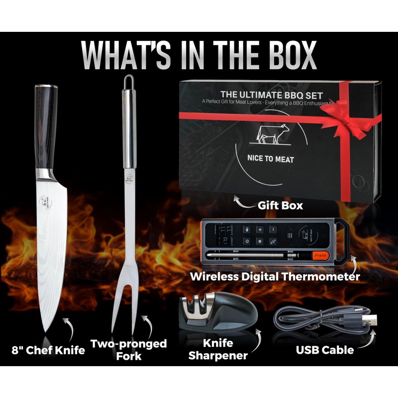 Wireless Meat Thermometer Digital BBQ Set, 5.3 Bluetooth and WiFi