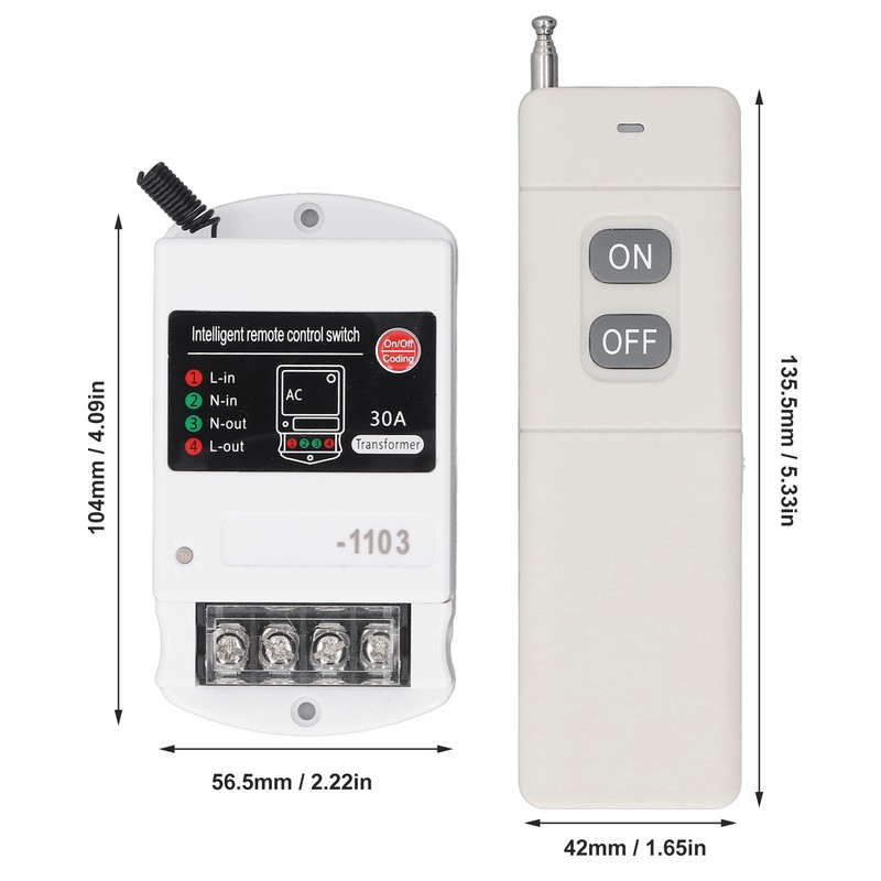 Remote Control Switch 30A Relay 3km Control Range Wireless Remote