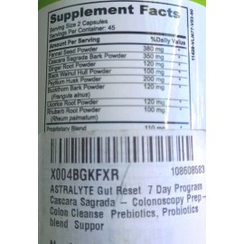 ASTRALYTE Colon Complex Prebiotics- Probiotics Blend- 7 Day Cleanse 90 Capsules-Exp 3/2026