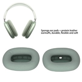 Headphone Ear Pads, Soft Memory Foam Sponge Protein Skin Leather Ear Pads Earmuffs for Airpod MAX Headphones (Green)