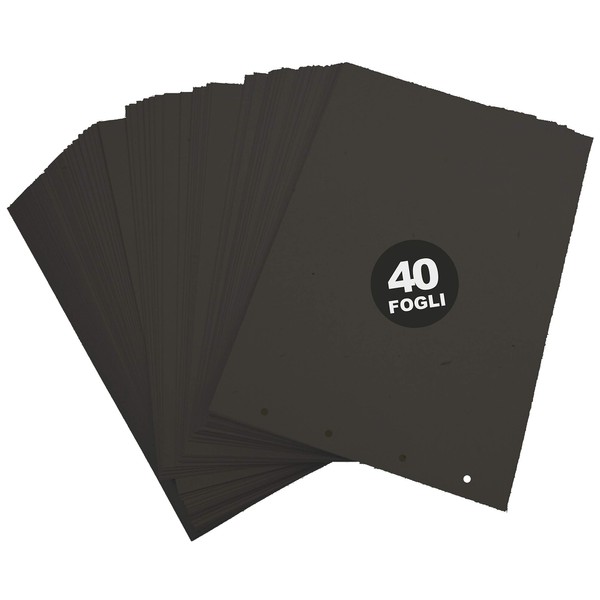 Febio 40 Fogli A4 Neri Refill Ricarica per Album Scrapbooking - cartoncino 225 gr