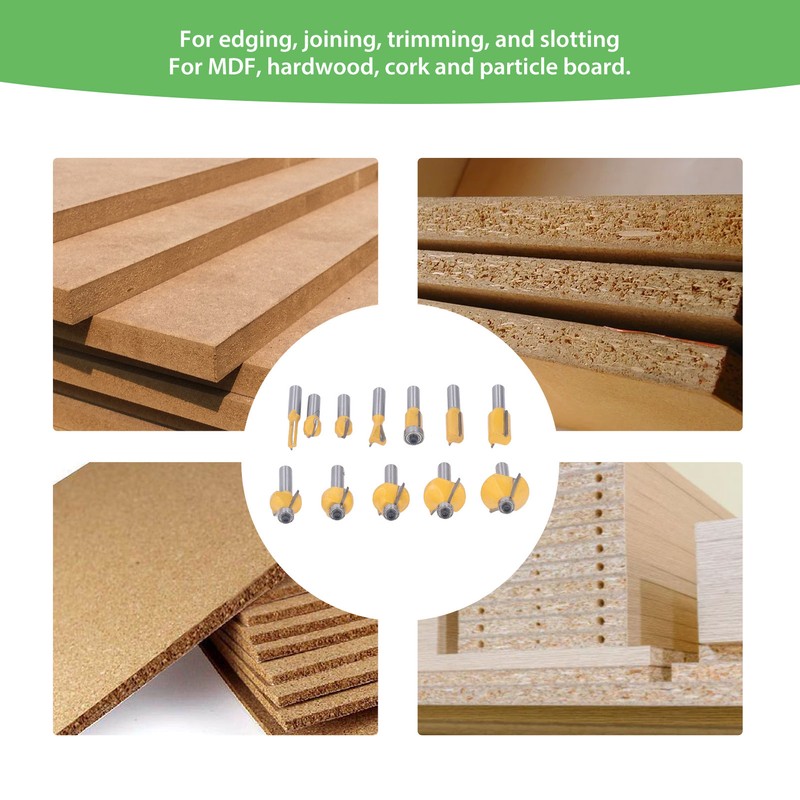 12PCS Router Bits 8mm Shank Carbide Blade Woodworking Milling Cutter