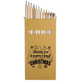 Azeeda 12 x 'Merry & Bright Christmas Wishes' Long 178mm Coloured Pencils/Pencil Set (PE00072341)