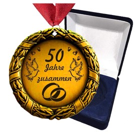 Larius Group Medal Order 50 Years Together Wedding Time Wedding Gift Award Order of Honour Desired Text (with Box)