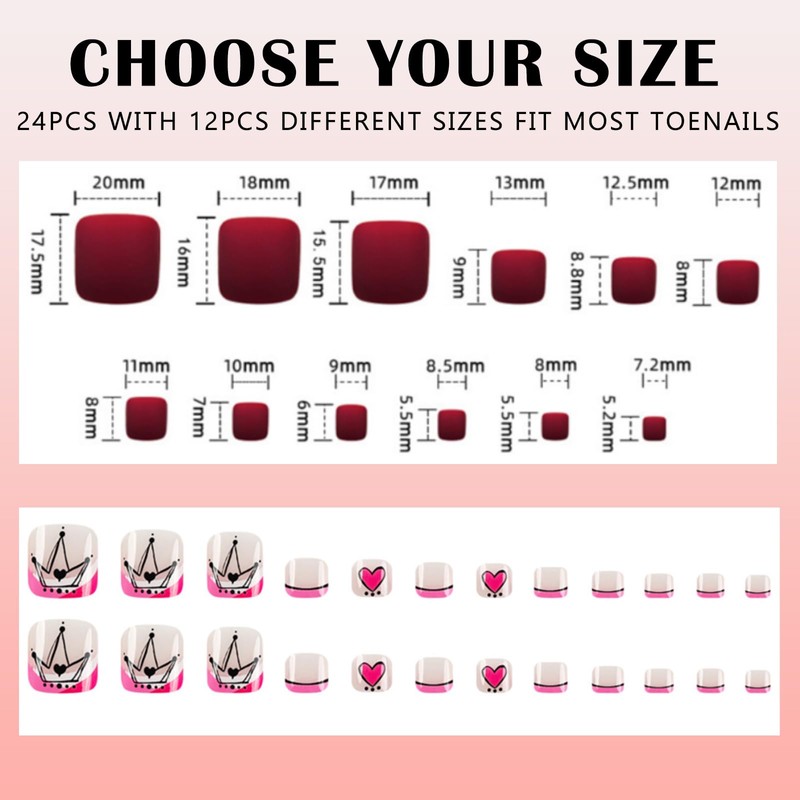SanFangyue False Toenails – 12 Sizes Artificial Toenails for Sticking,