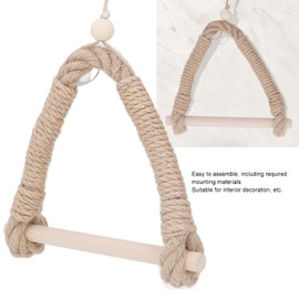 Home Toilet Roll Holder, Wall Mounted Creative Jute Rope Wood Pole Paper Roll Holder for Bathroom Decor